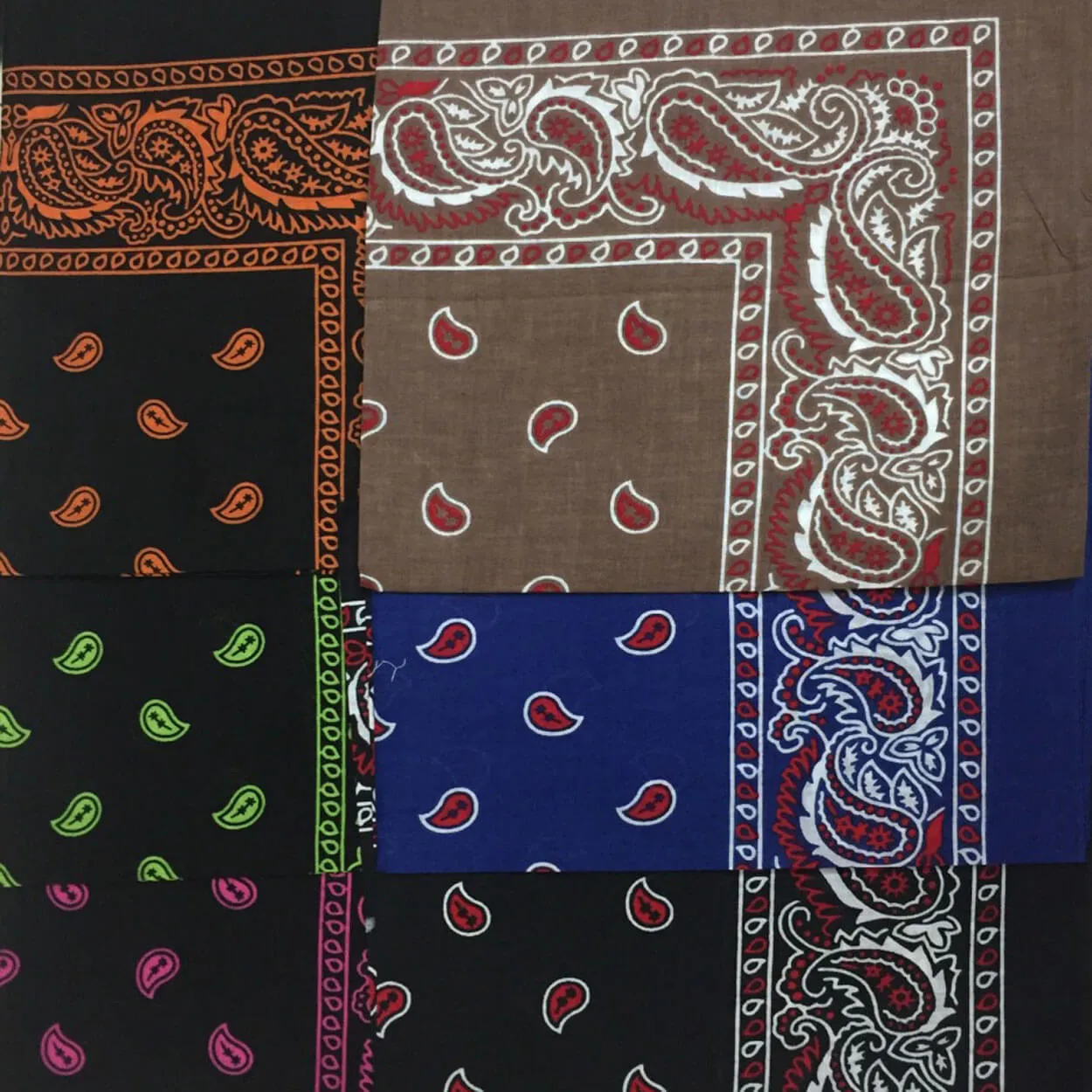 12 Pcs Paisley Set Multicolor Cowboy Bandana Unisex Print Scarf Wristband