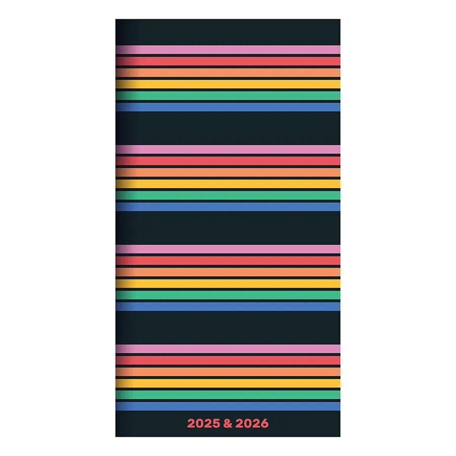 2025-2026 Retro Stripe Small Monthly Pocket Planner