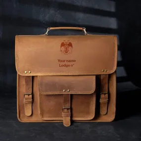 32nd Degree Scottish Rite Briefcase - Wings Down Genuine Cow Leather