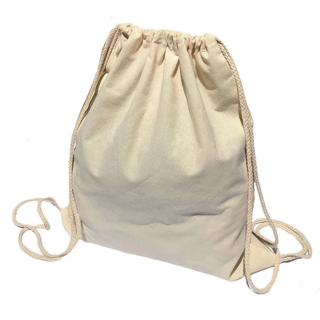 50 Lot Cotton Natural White Drawstring Backpack Tote Sack Bag Wholesale Lot