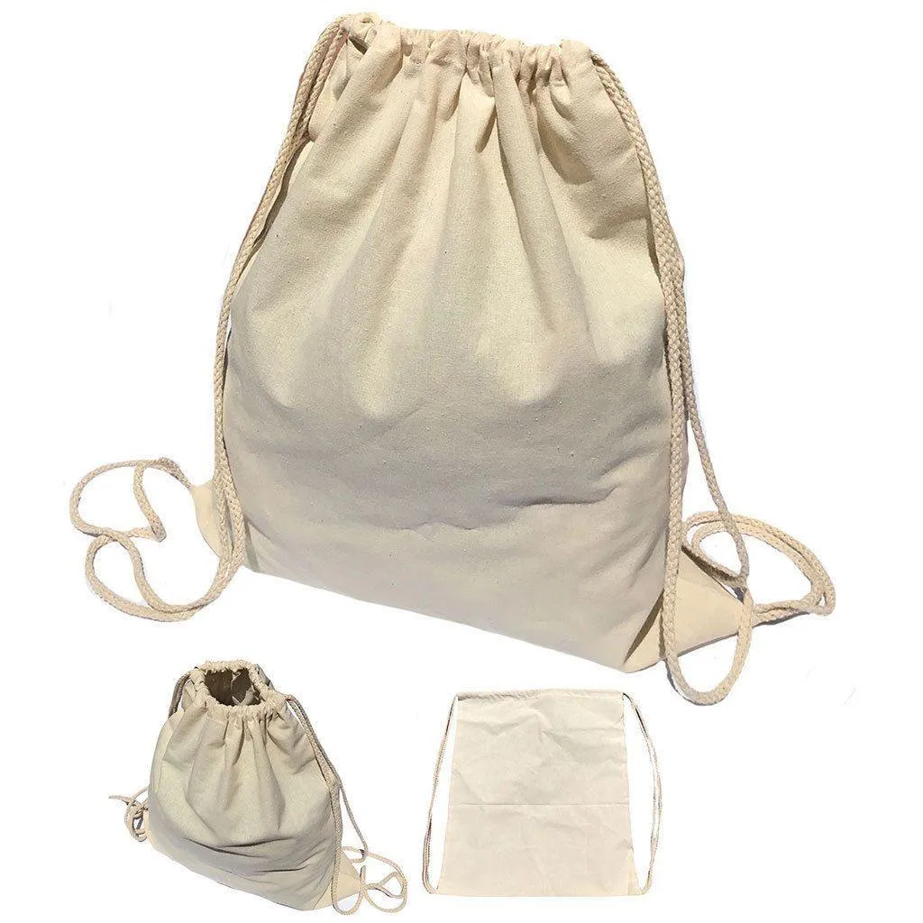 50 Lot Cotton Natural White Drawstring Backpack Tote Sack Bag Wholesale Lot