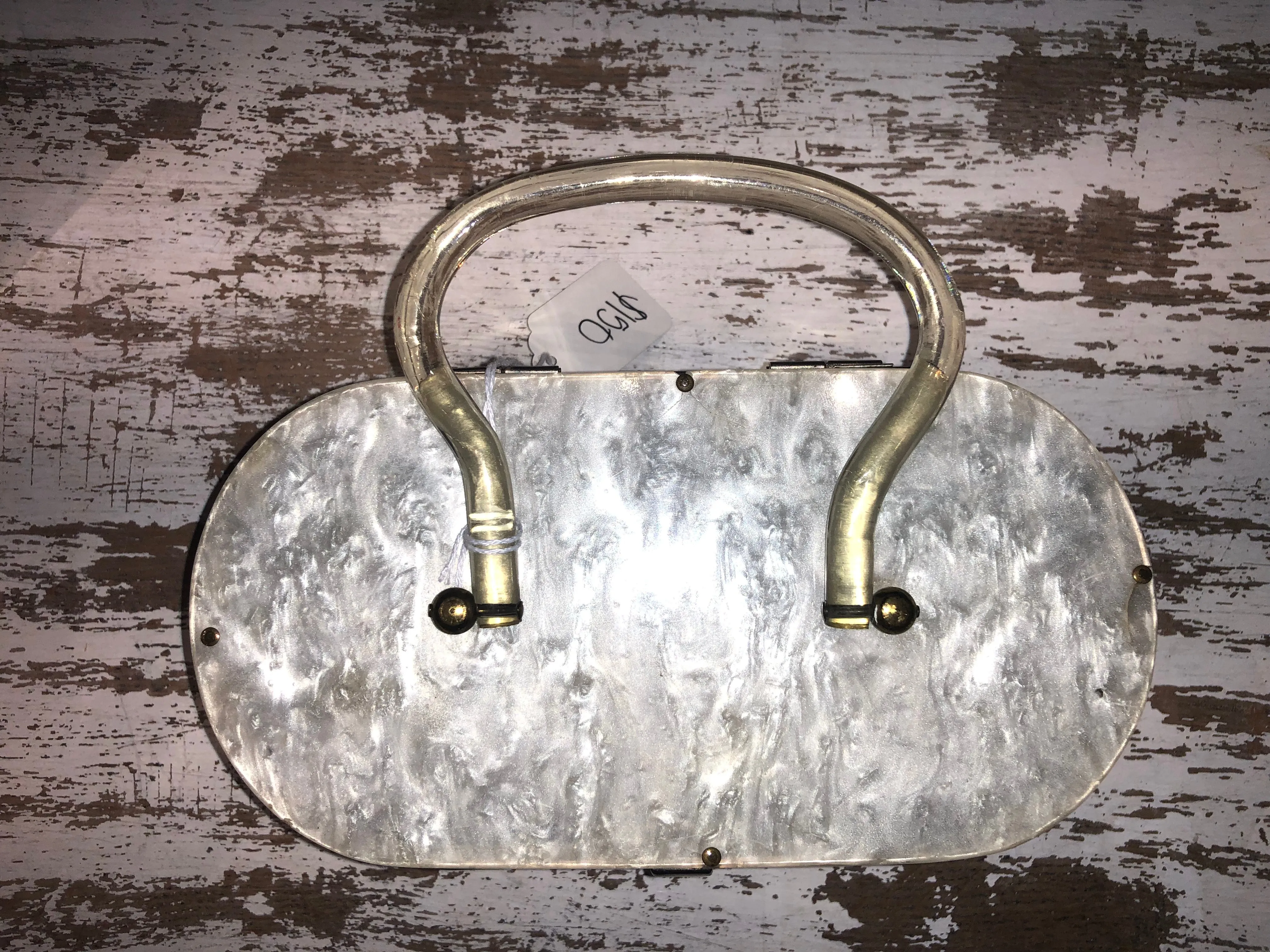 50s metal and lucite oval purse