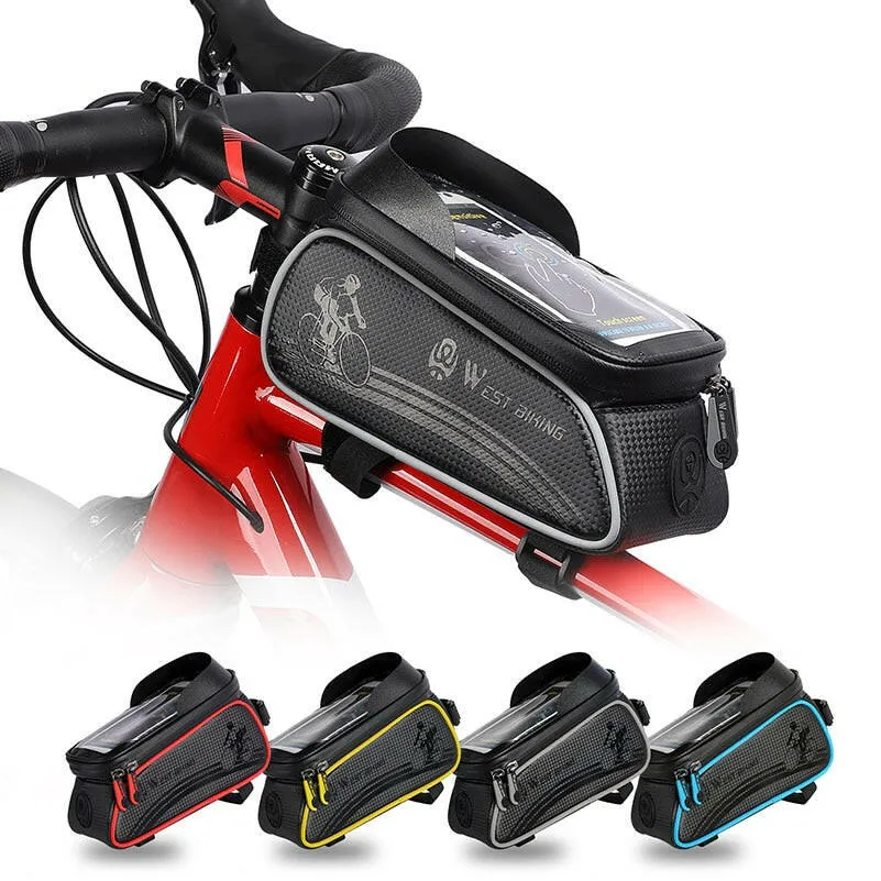 6.5 Inches Bicycle Bag Waterproof Cycling Top Front Tube Frame Bag Touch Screen Phone Case Storage MTB Road Bike Bag