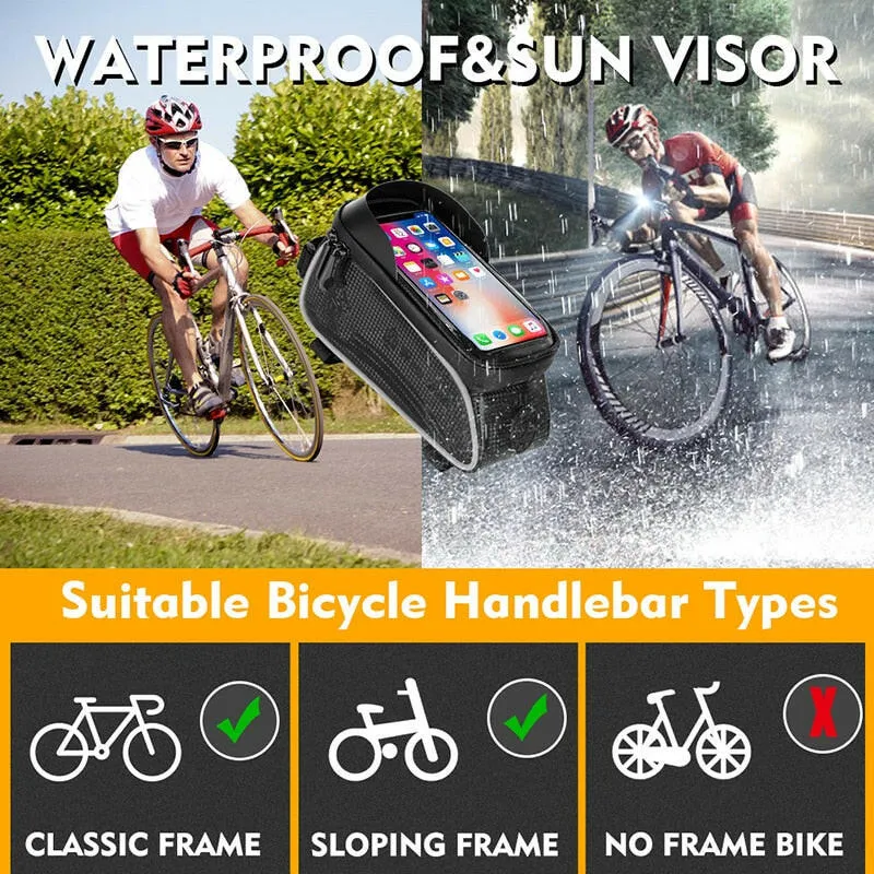 6.5 Inches Bicycle Bag Waterproof Cycling Top Front Tube Frame Bag Touch Screen Phone Case Storage MTB Road Bike Bag