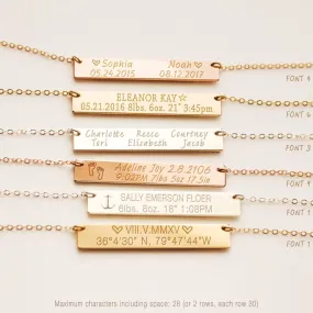 Baby's Birth Necklace, Baby Birth Weight Stats, Birth Announcement, Mothers Day Necklace, Mommy Unisex, Gold Filled, Silver• NBH40X6-01