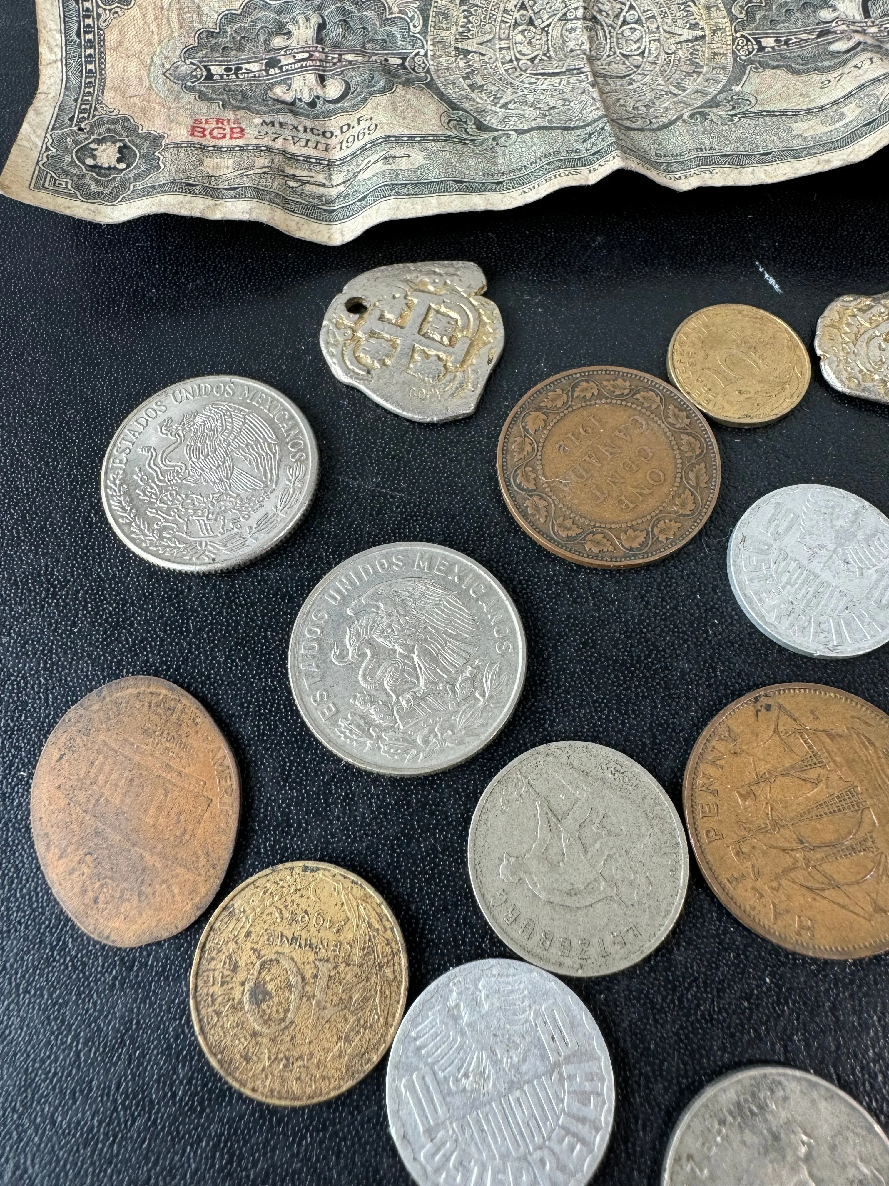 Bag of Assorted Foreign Coins & Paper Money