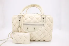 Balenciaga City Tote in Cream Quilted Leather