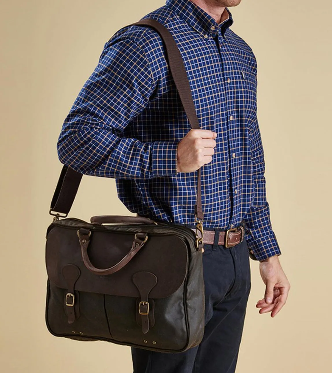 BARBOUR WAX LEATHER BRIEFCASE