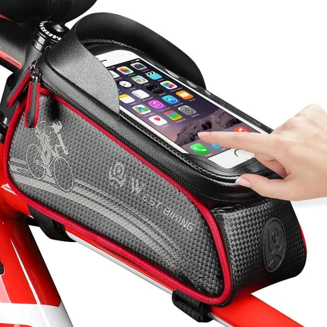 Bicycle Bag Cycling Top Front Tube Frame Bag Waterproof 6.5 Inches Touch Screen Phone Case Storage MTB Road Bike Bag