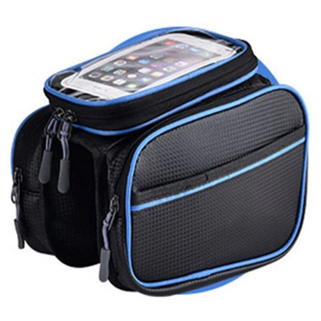 Bicycle phone holder   waterproof mount bag - Blue