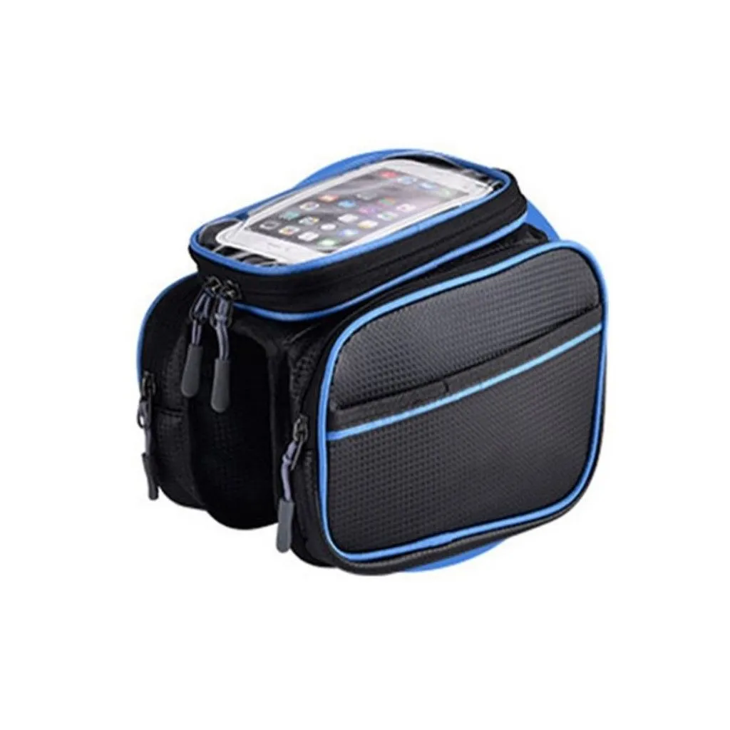 Bicycle phone holder   waterproof mount bag - Blue