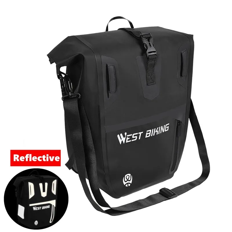 Bicycle Trunk Bag TPU 100% Waterproof MTB Road Bike Panniers 25L Large Capacity Shoulder Bag Cycling Accessories