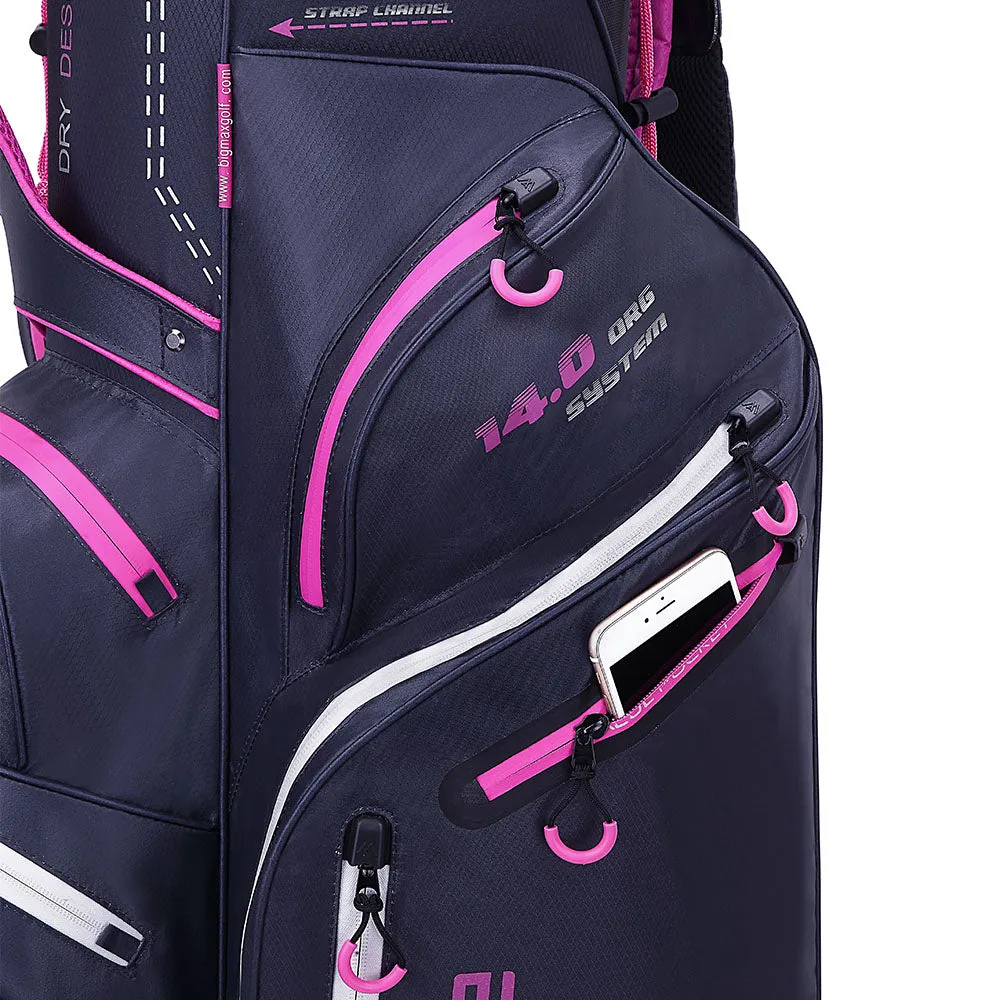 Big Max Dri Lite Silencio 2 Organiser Cart Bag - Steel/Blue/Silver/Fuchsia