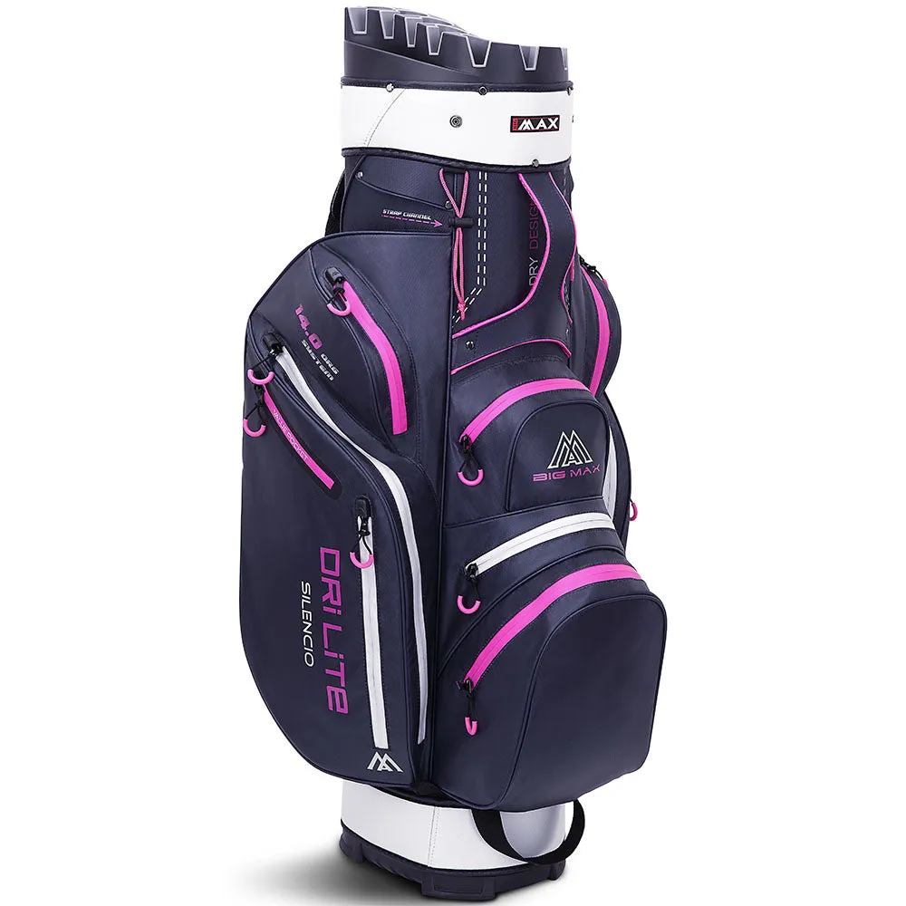 Big Max Dri Lite Silencio 2 Organiser Cart Bag - Steel/Blue/Silver/Fuchsia