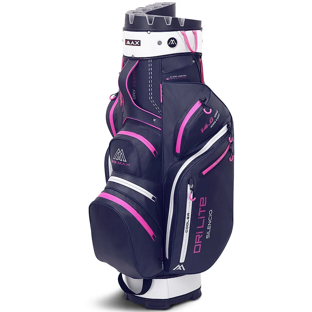 Big Max Dri Lite Silencio 2 Organiser Cart Bag - Steel/Blue/Silver/Fuchsia