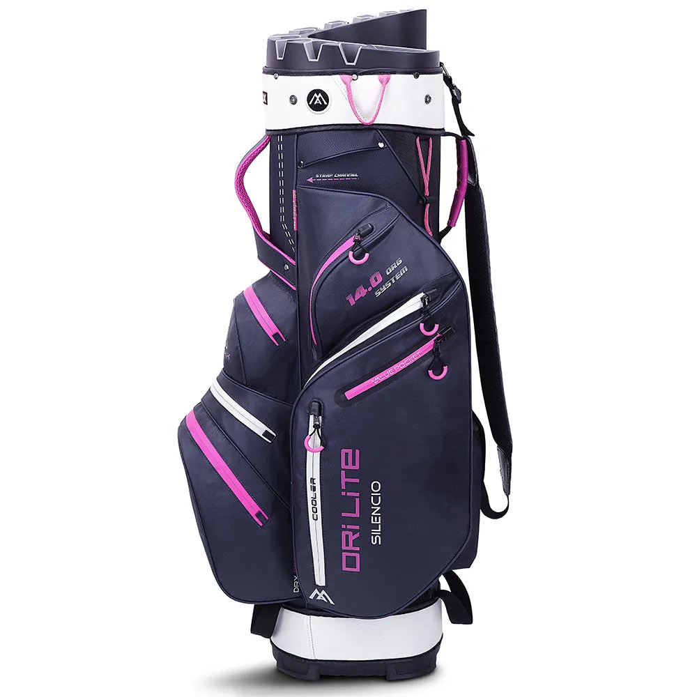 Big Max Dri Lite Silencio 2 Organiser Cart Bag - Steel/Blue/Silver/Fuchsia