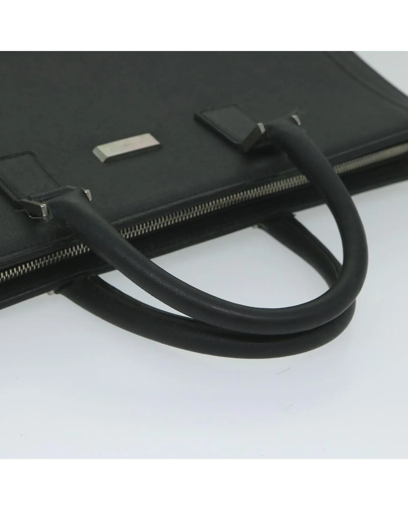 Black Leather Briefcase with Multiple Compartments