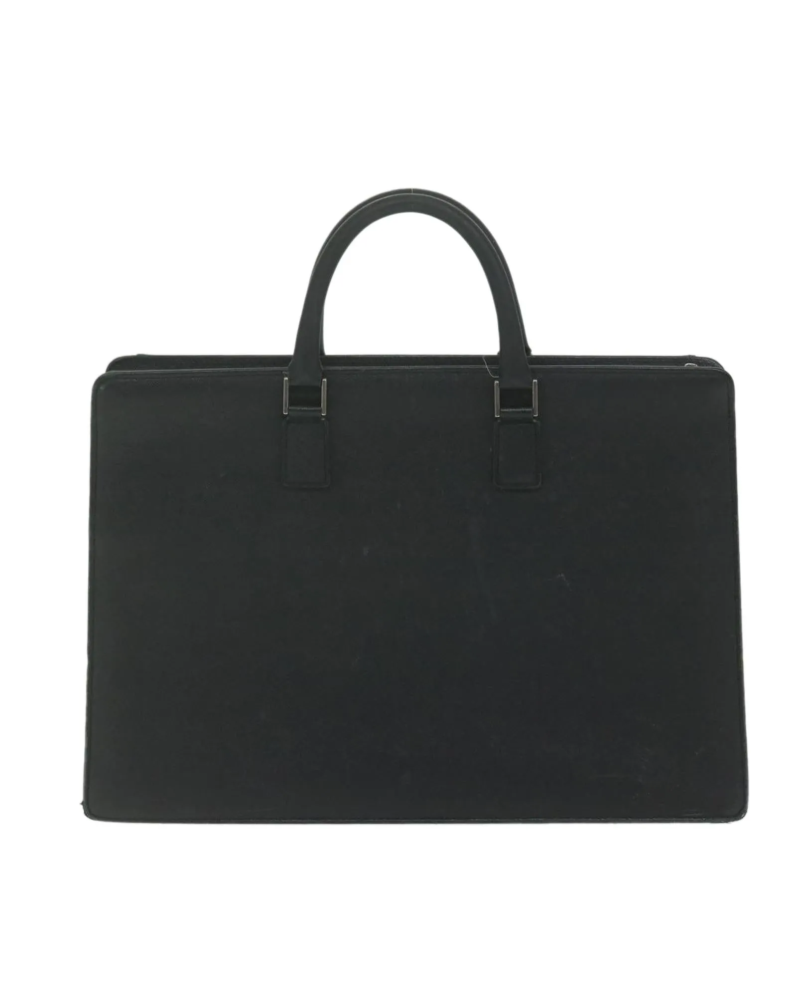 Black Leather Briefcase with Multiple Compartments