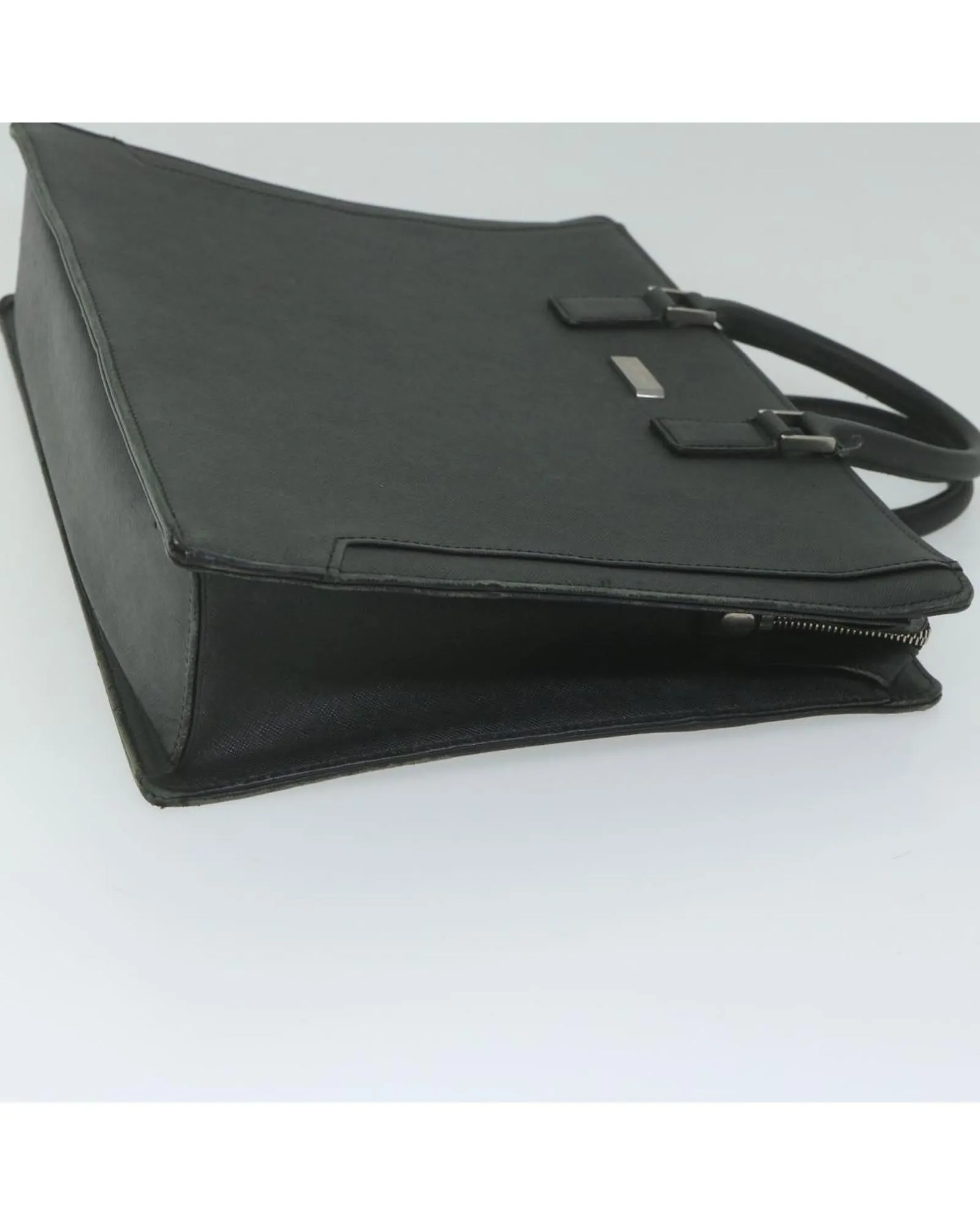 Black Leather Briefcase with Multiple Compartments