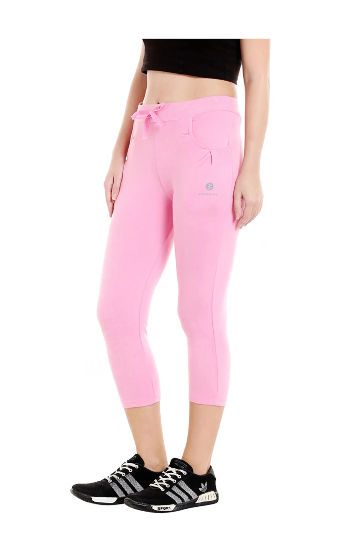 Bodyactive Women Light Pink Capris-LC1-LPI