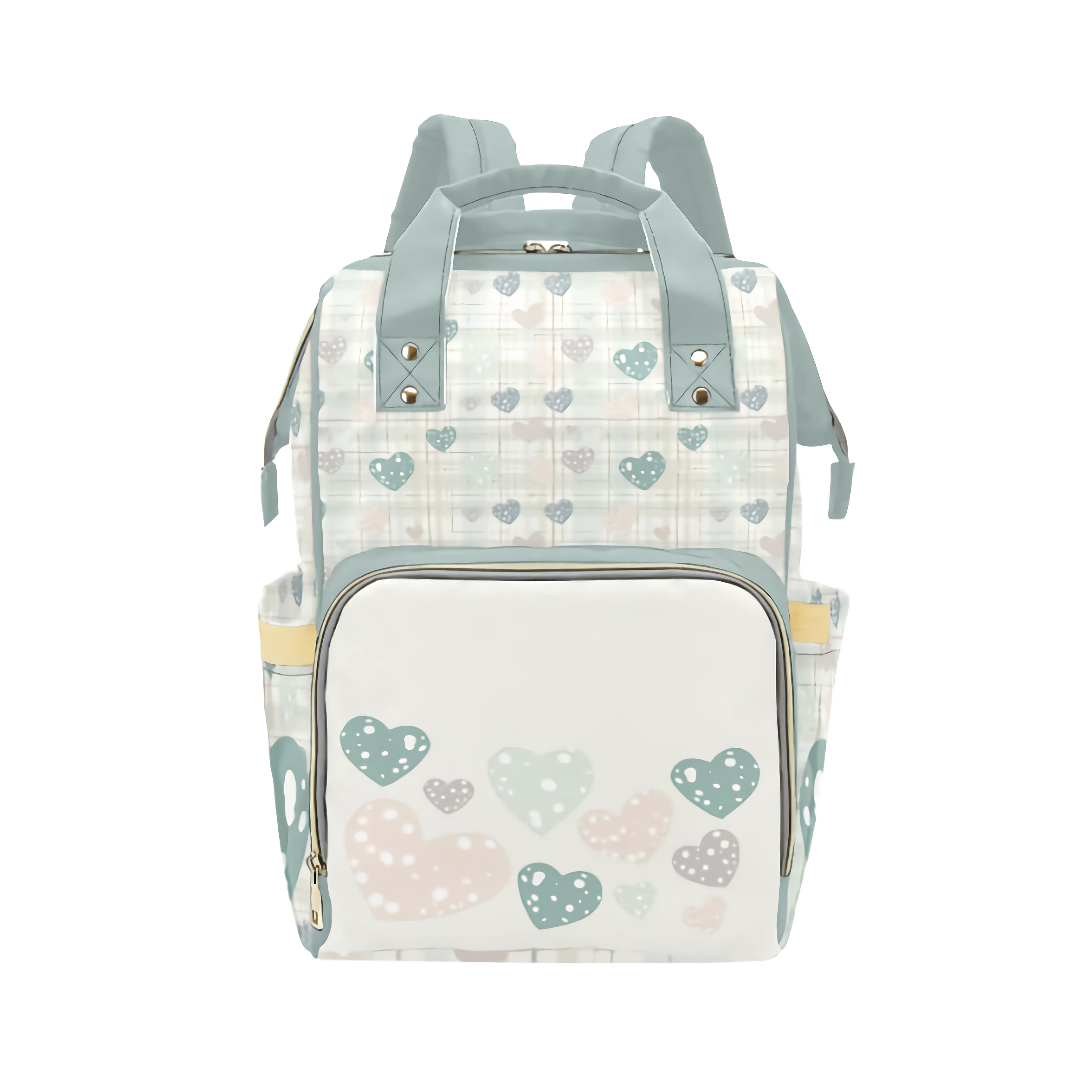 Boho Hand-Drawn Hearts Diaper Bag Backpack