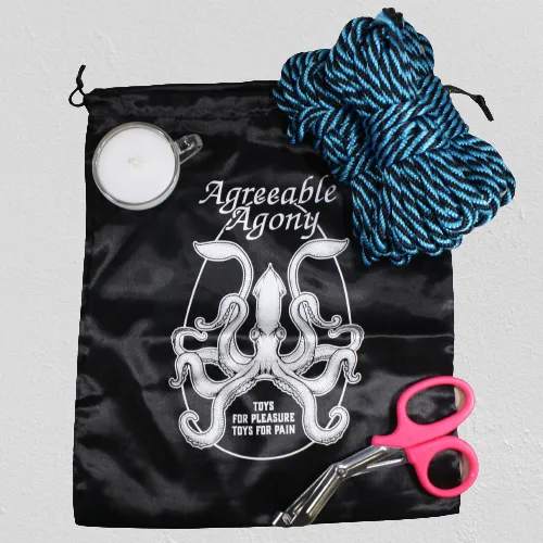 Bondage and Wax Beginner Kit - Rope & Candle with Storage Bag and Safety Shears