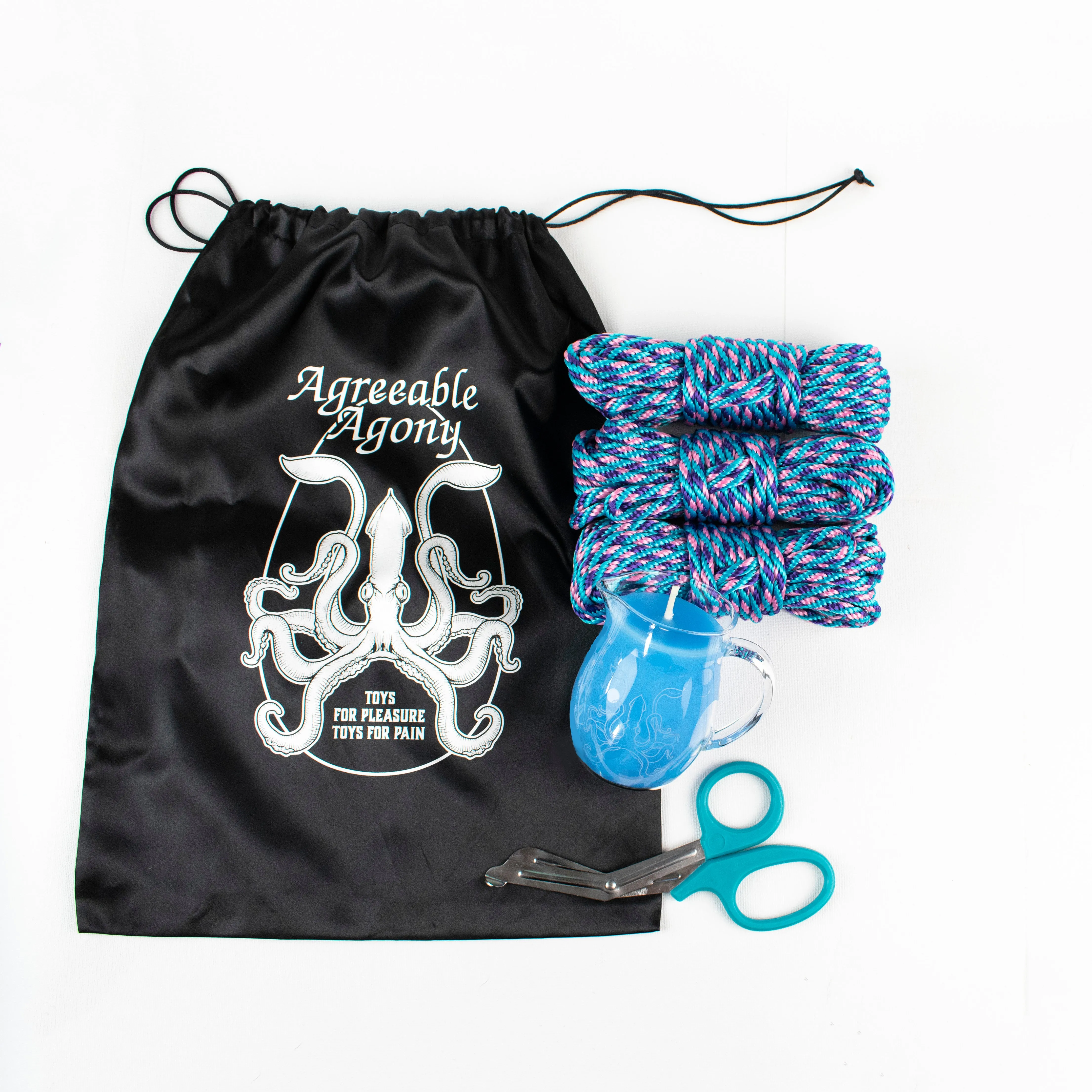 Bondage and Wax Beginner Kit - Rope & Candle with Storage Bag and Safety Shears