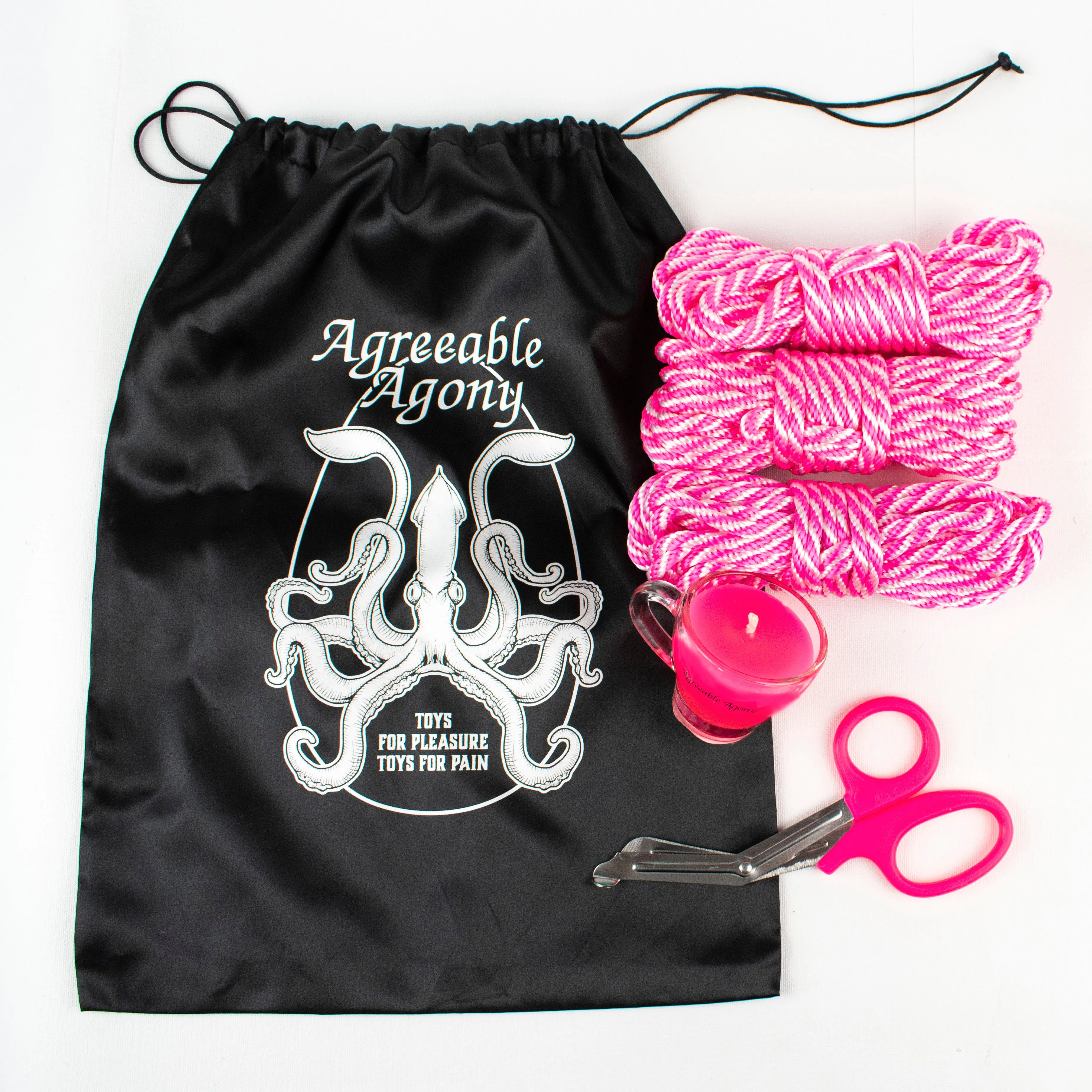 Bondage and Wax Beginner Kit - Rope & Candle with Storage Bag and Safety Shears