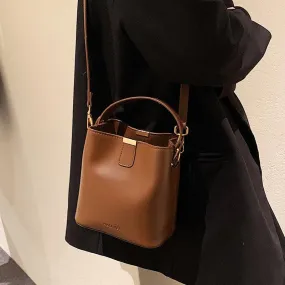 Brown Faux Leather Shoulder Bag