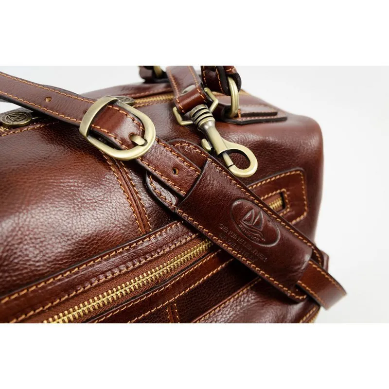 Brown Full Grain Italian Leather Bag - East of Eden