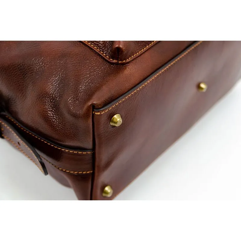 Brown Full Grain Italian Leather Bag - East of Eden