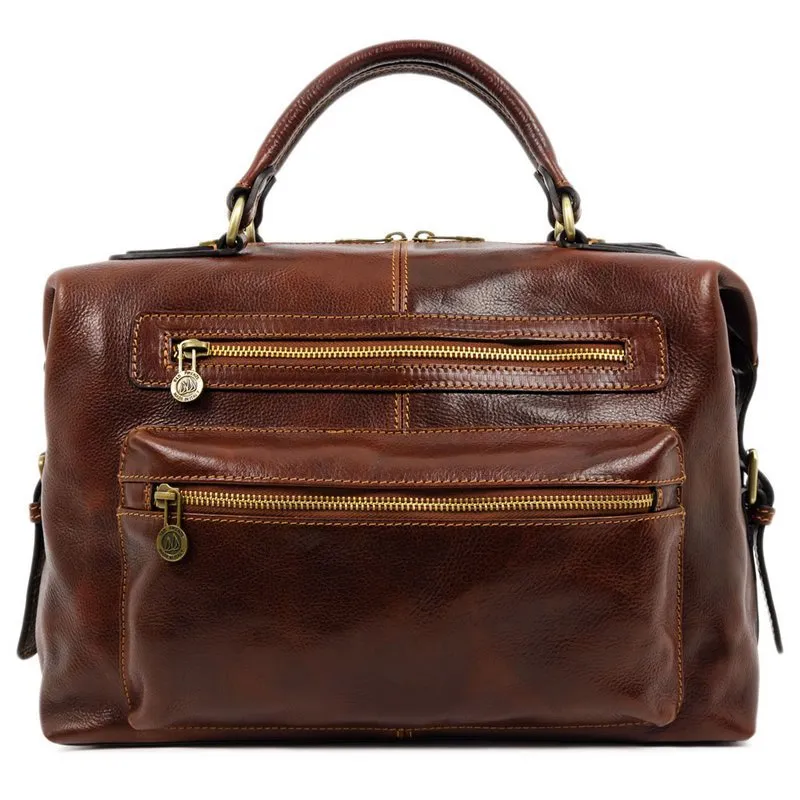 Brown Full Grain Italian Leather Bag - East of Eden