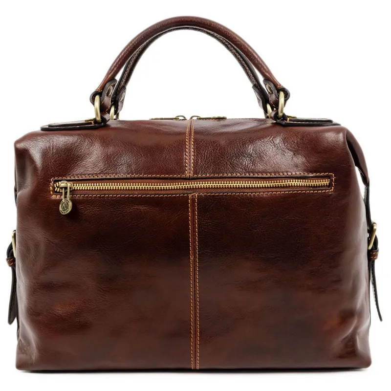 Brown Full Grain Italian Leather Bag - East of Eden