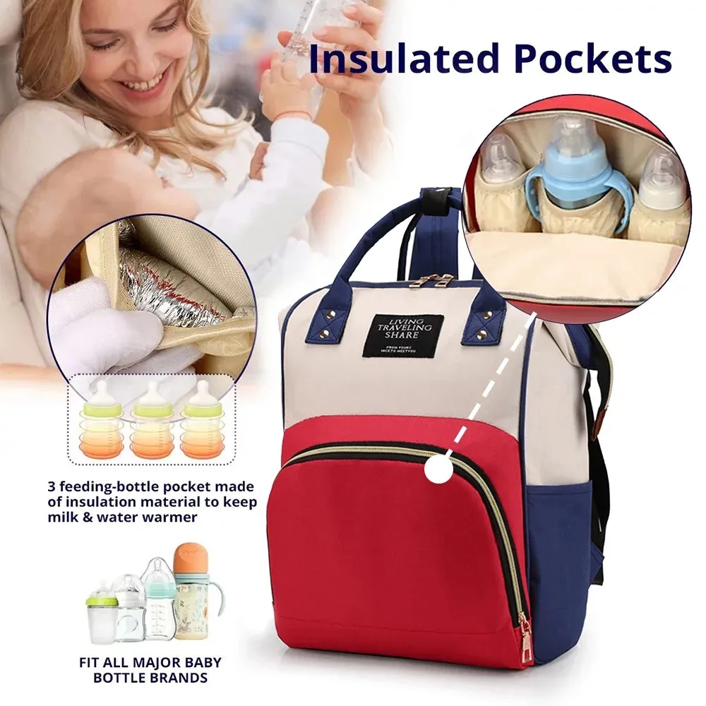 Caveen Multifunctional Mommy Nappy Bags with Insulated Pockets, Red