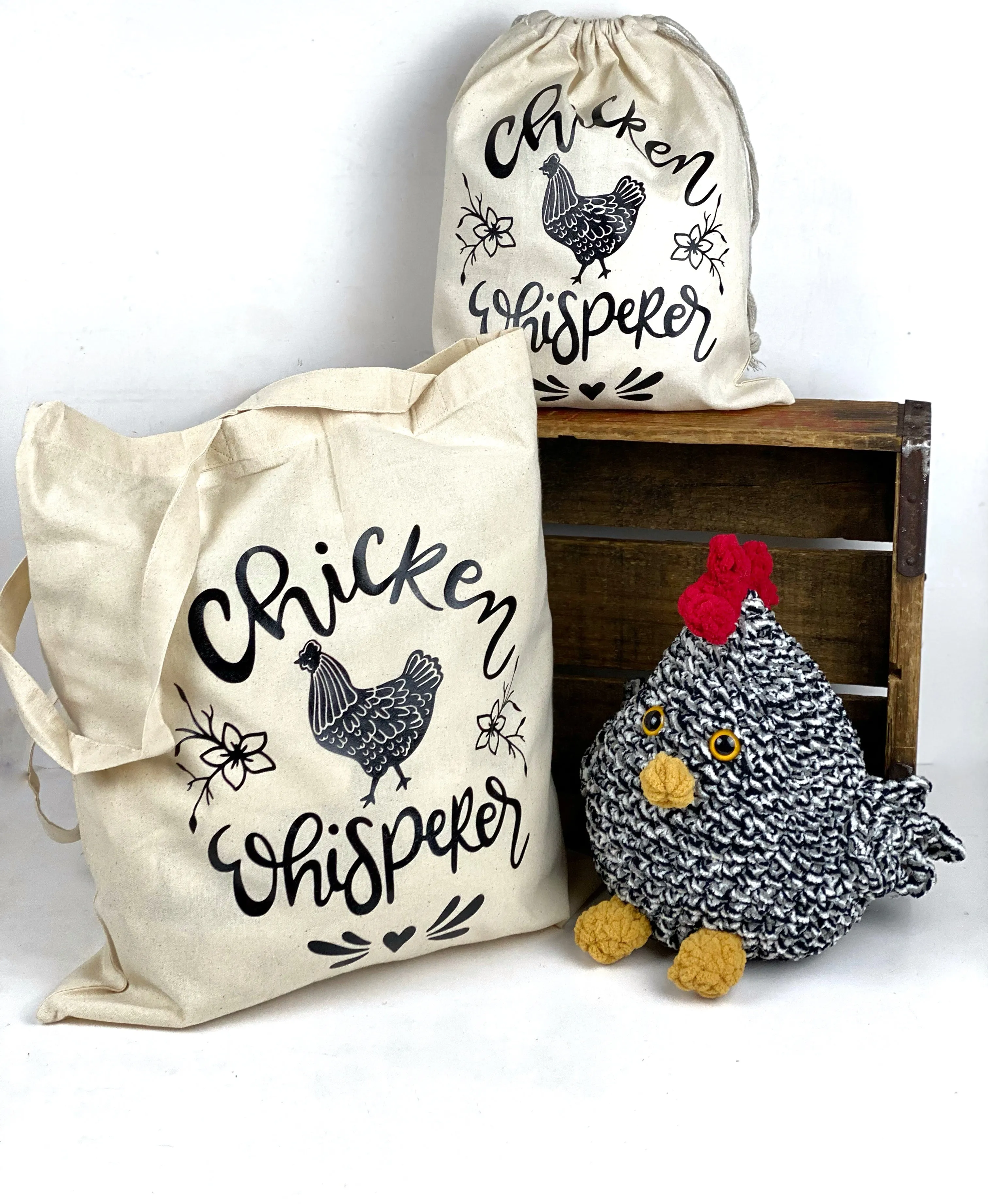 Chicken Whisperer Cotton Tote Bag, Lightweight Thin Natural Cotton Tote Bag, Chicken Reusable Tote Bag, Chicken Whisperer Tote, Farmers Market Bag