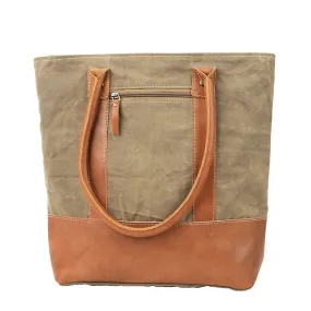 Clea Ray Plain Canvas Tote with Leather