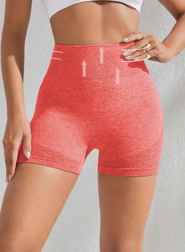 Coral Seamless High Waisted Gym Shorts