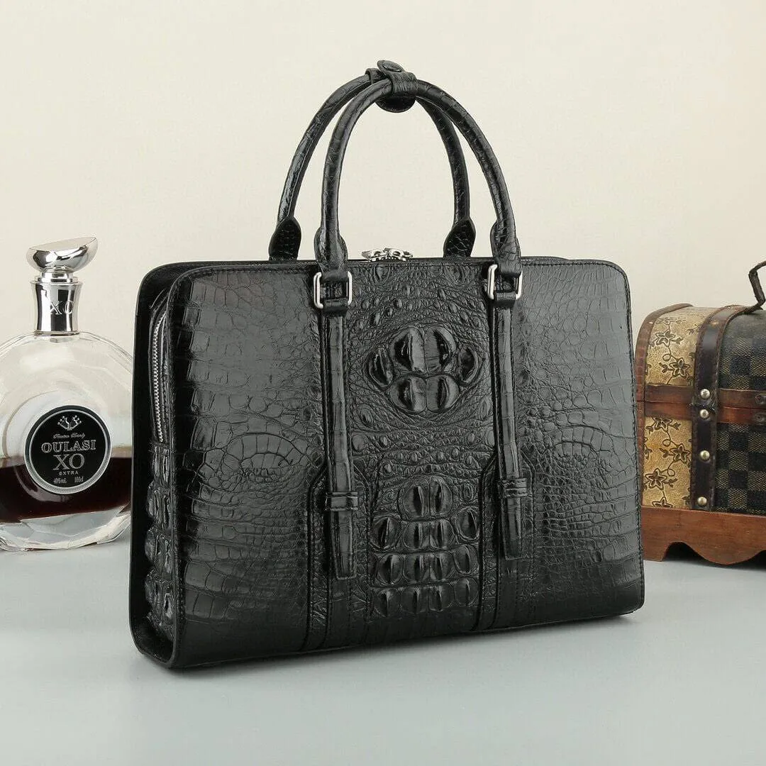 Crocodile Leather Briefcase Black & Brown