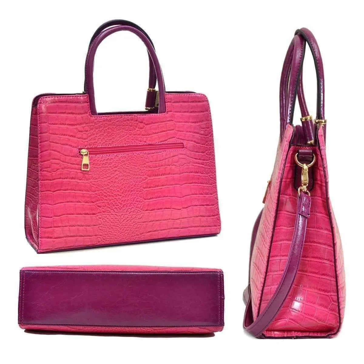 Crocodile shoulder bag | Fuchsia