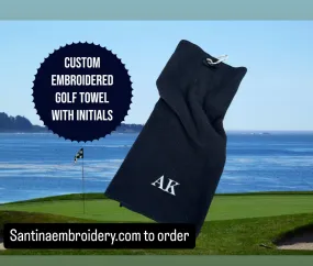 Custom embroidered golf towel with initials