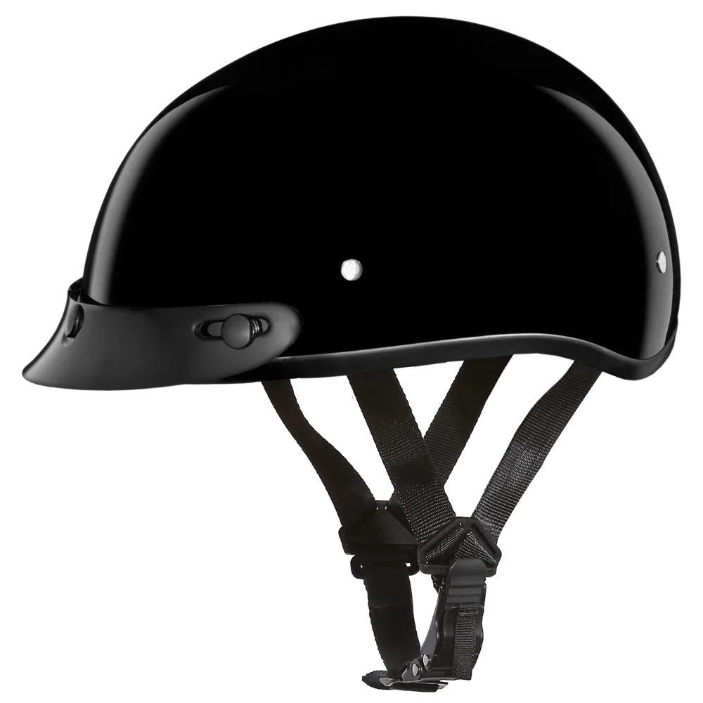 D1-A D.O.T. DAYTONA SKULL CAP- HI-GLOSS BLACK