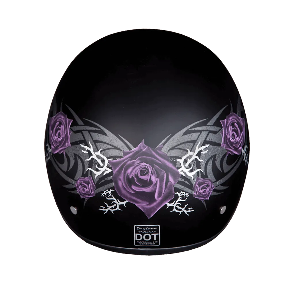 D6-PR D.O.T. Daytona Skull Cap with Purple Rose