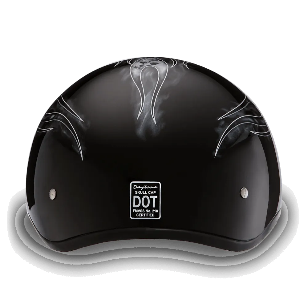 D6-SFS D.O.T. Daytona Skull Cap with Skull Flames