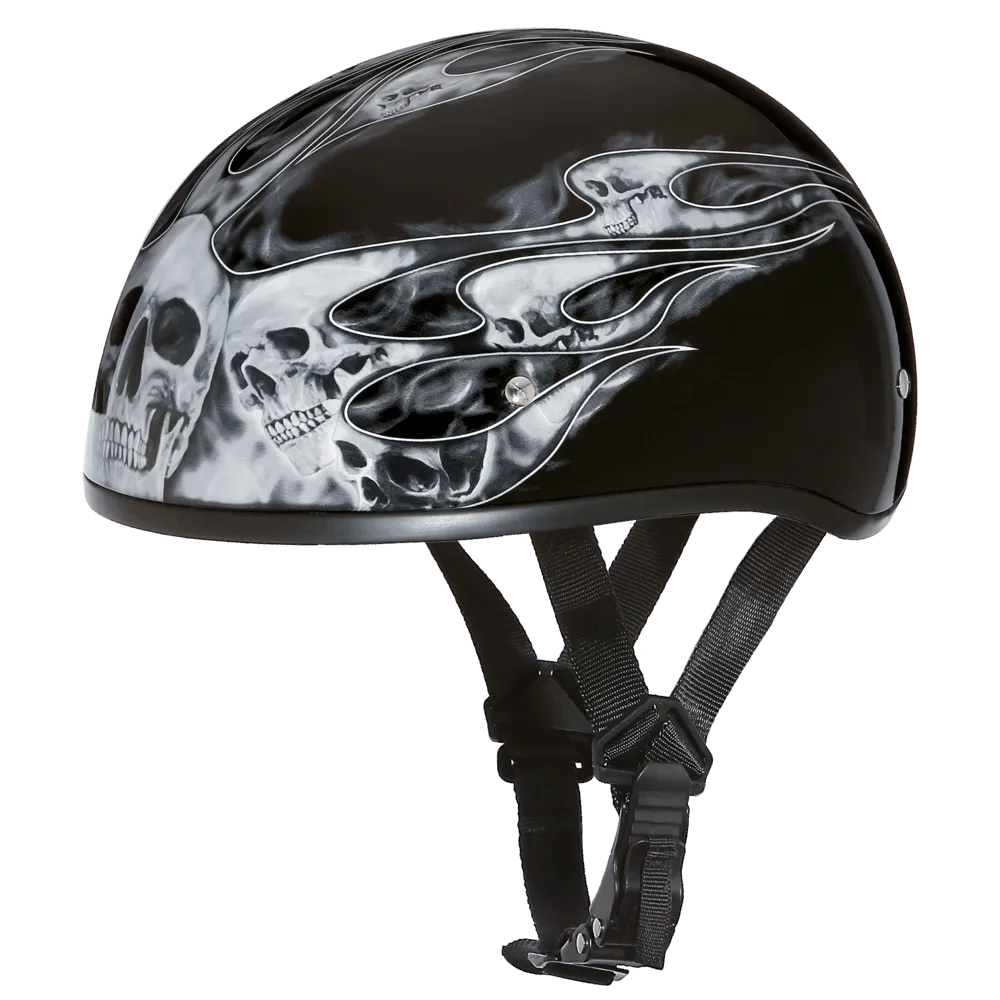 D6-SFS D.O.T. Daytona Skull Cap with Skull Flames