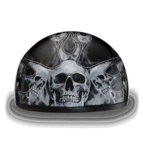 D6-SFS D.O.T. Daytona Skull Cap with Skull Flames