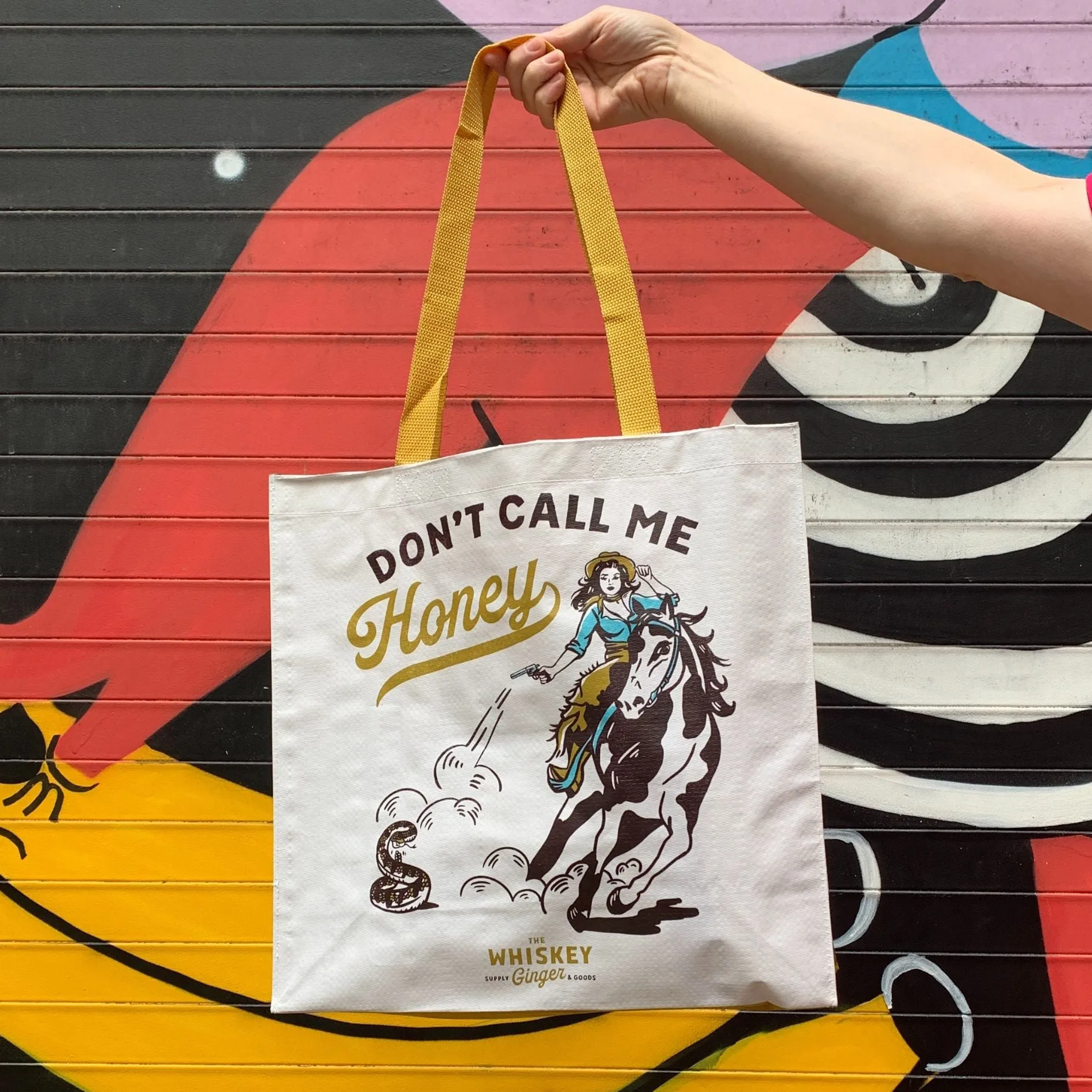 Don't Call Me Honey Market Tote | Daily Shopping Storage Bag | 15.50" x 15.25" x 6"