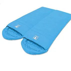 Double Camping Envelope Twin Sleeping Bag Thermal Tent Hiking Winter -10° C - blue