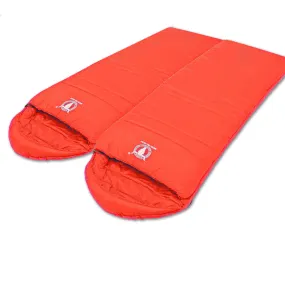 Double Camping Envelope Twin Sleeping Bag Thermal Tent Hiking Winter -10° C - red