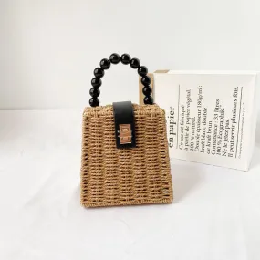 Elena Handbags Straw Woven Box Purse