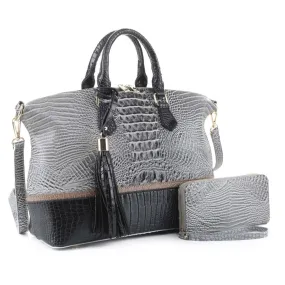 EM1331S Large Crocodile Textured Handbag/Briefcase w/ Wallet